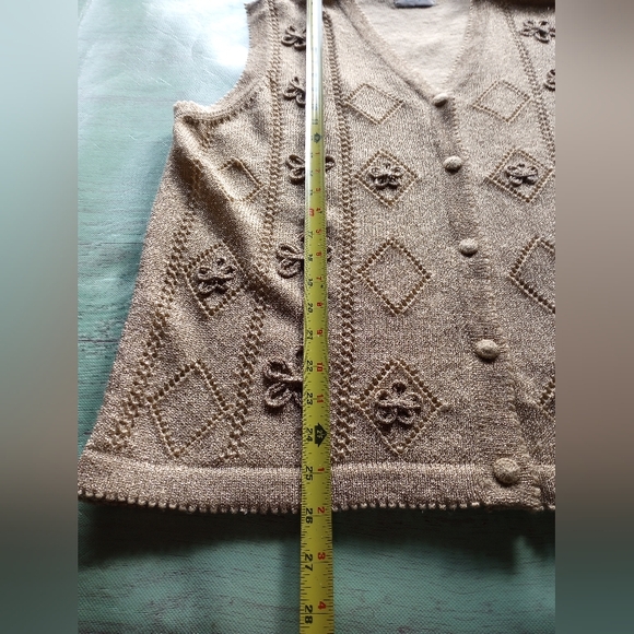 Vintage Cricket Lane Sweater Vest Womens X-Large Gold Glitter - Picture 5 of 9